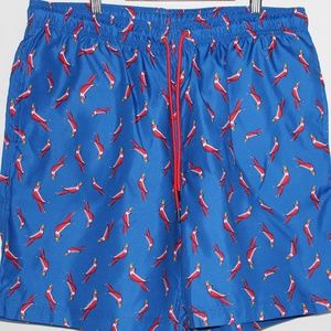 NWT Land's End Parrot Print Swim Trunks Large